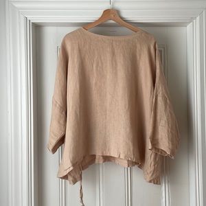 Black Crane Linen Blouse